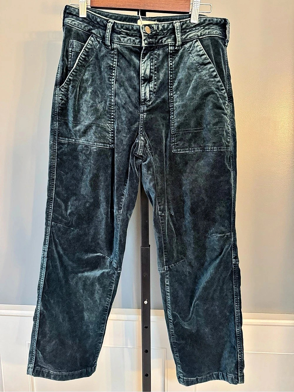 Pilcro The Wanderer Mid-Rise Relaxed-Leg Velvet Pants Green Size 27